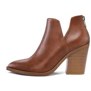 Mysoft Womens Ankle Boot 22D WLAX0401 Black Leather Zippered Booties Size 7.5M